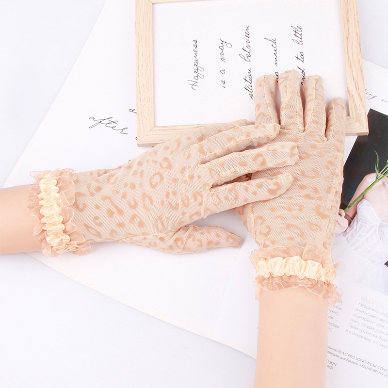 Găng Tay Lưới Ren Lụa Lạnh Mỏng Chống Nắng Thoáng Khí In Họa Tiết Da Báo Gợi Cảm Cho Đi Tiệc Mùa Hè