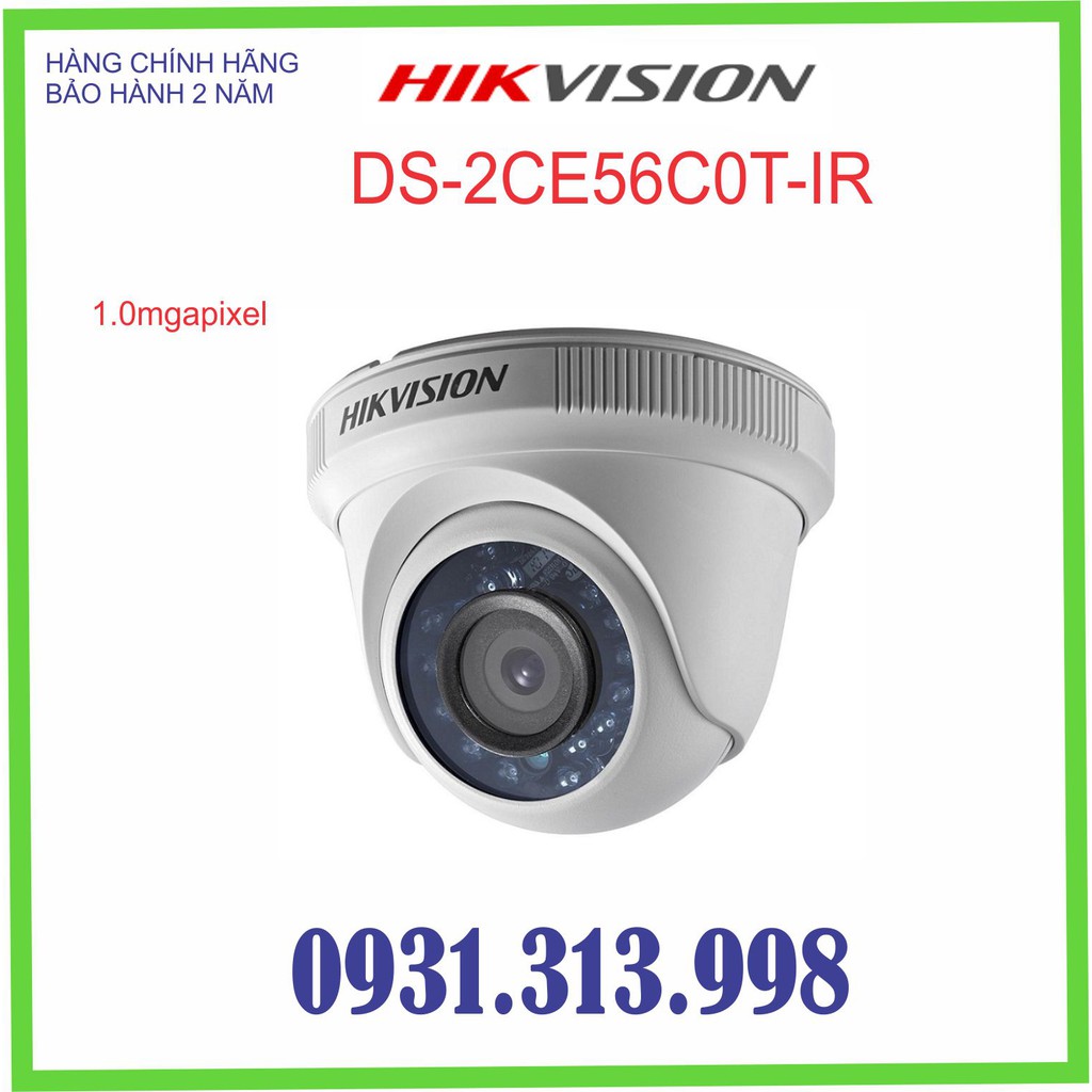 Camera HD-TVI Dome Hồng Ngoại 1.0 MP HIKVISION DS-2CE56C0T-IR