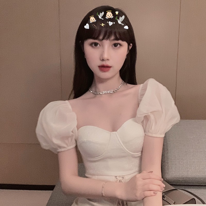 JANE Đầm dự tịệc tay nhí phồng voan thiết kế thắt dây kiểu dáng váy Bắc Âu sang trọng T85