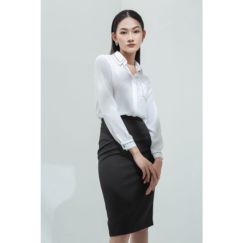 Áo Sơ mi DT thêu viền cổ, túi LEIKA