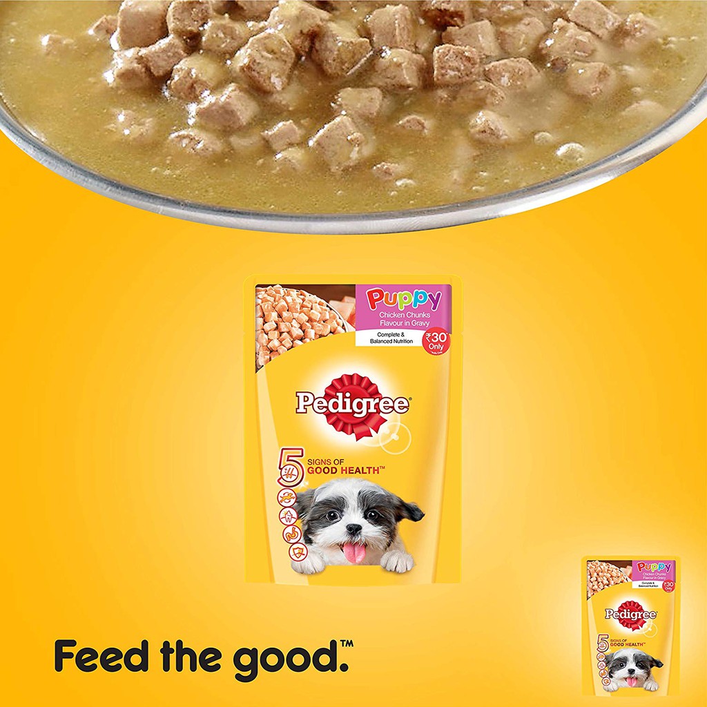  [Hộp 12 gói] Pate Cho Chó Con Pedigree Vị Gà Nấu Sốt 130g