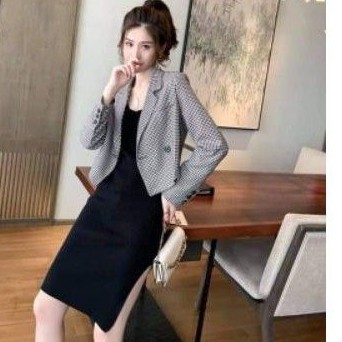 Áo vest dạ kẻ caro nhỏ