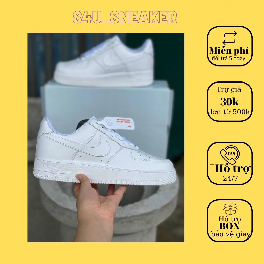 Giày sneaker NIKE AIR FORCE 1 LOW ALL WHITE hàng siêu cấp Nam Nữ,Giày Thể Thao AF1 FULL TRẮNG FullBox