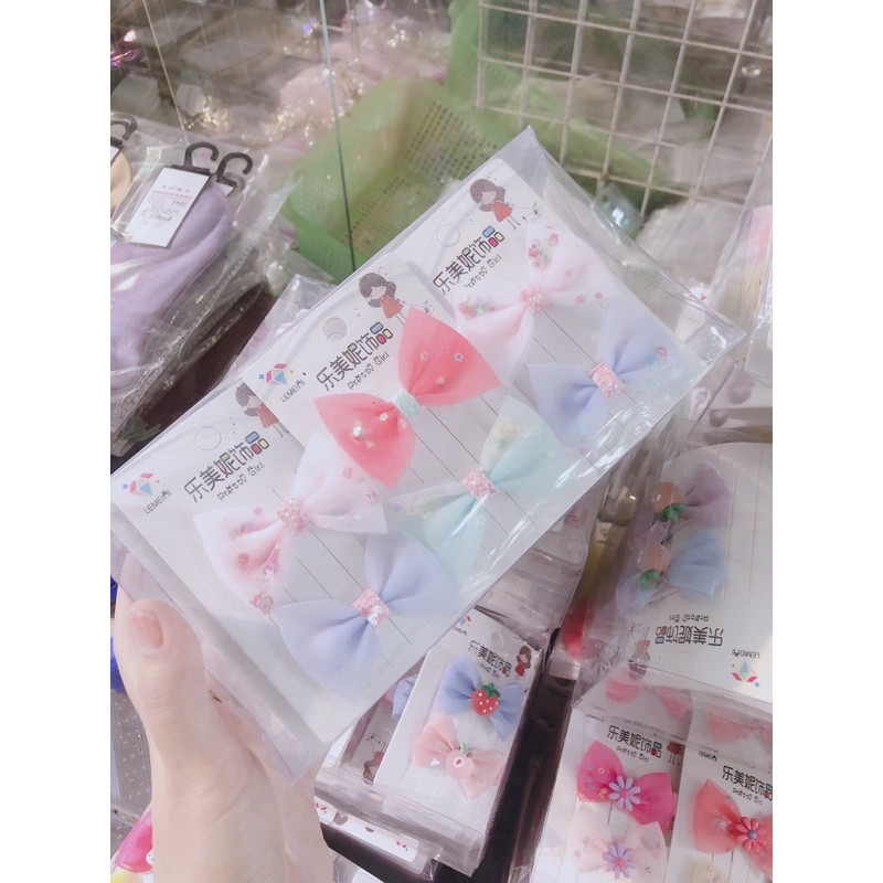 Set kẹp ghim cho bé [CUTE] bọc vải ko đau tóc