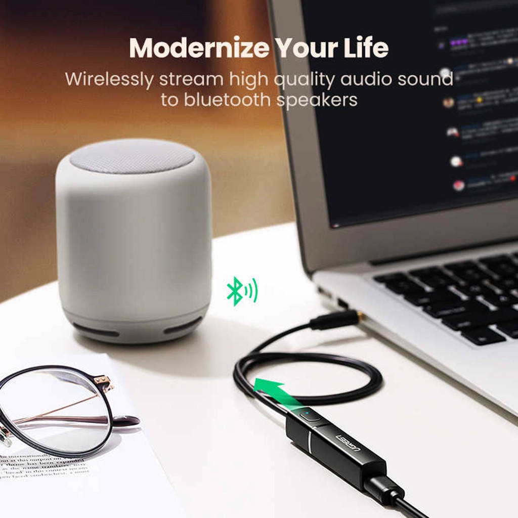 Bộ phát âm thanh bluetooth 5.0 cao cấp Ugreen 40761 | Cho TV, Dùng Cho TIVI, PC, Laptop, Tivi Box... có cổng 3,5mm