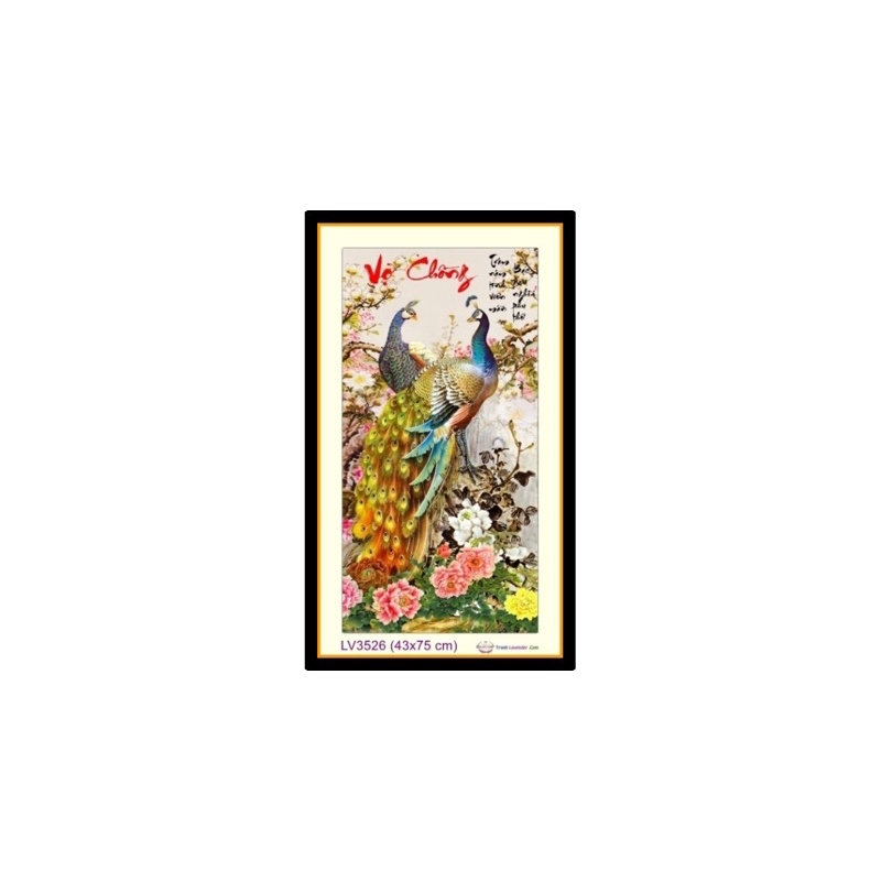 Tranh Gắn Đá-Tranh Thêu Chữ Thập Vợ Chồng Phu Thê Viên Mãn Lv568(50x90)cm, Lv3526(43x75)cm