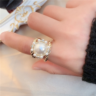 [7 Màu] Nhẫn Hở Mạ Vàng Đính Ngọc Trai Phong Cách Hoàng Cung Hàn Quốc Cổ Điển Tinh Tế Cao Cấp Cho Nữ