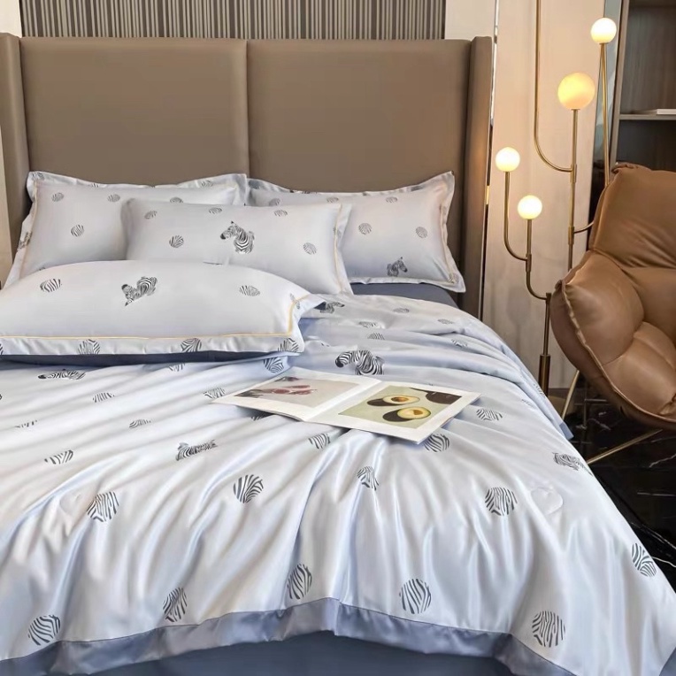 Bộ Chăn Ga Gối Lụa Thái 4 Món Set Chăn Ga Gối Trơn, Hoạ Tiết Lụa Cao Cấp