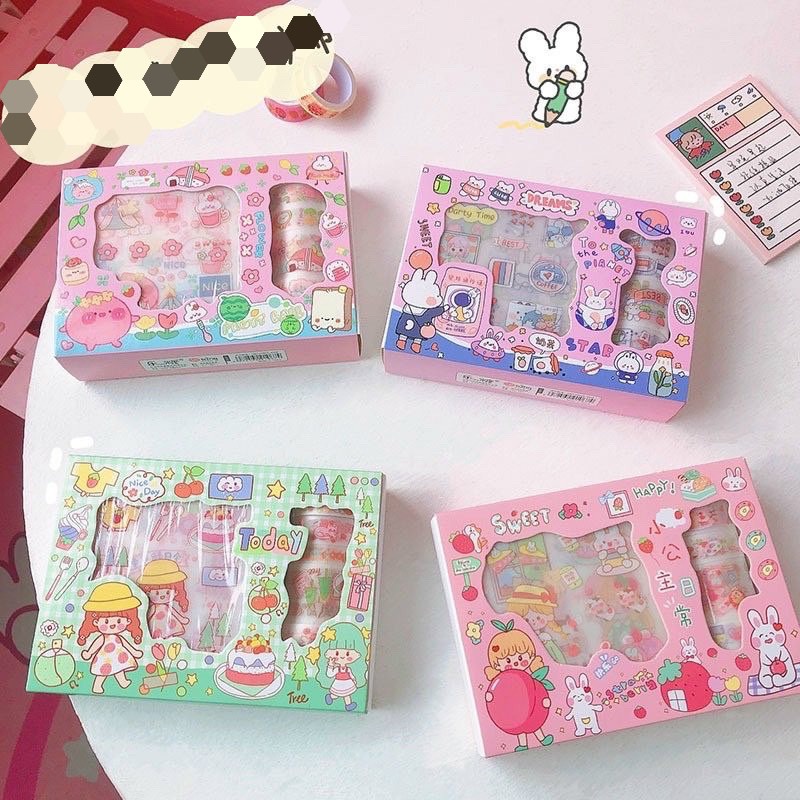 Hộp Washi sticker siêu cute - Washi Tape dễ thương trang trí sổ, vở, quà tặng - Băng dính họa tiết hoạt hình