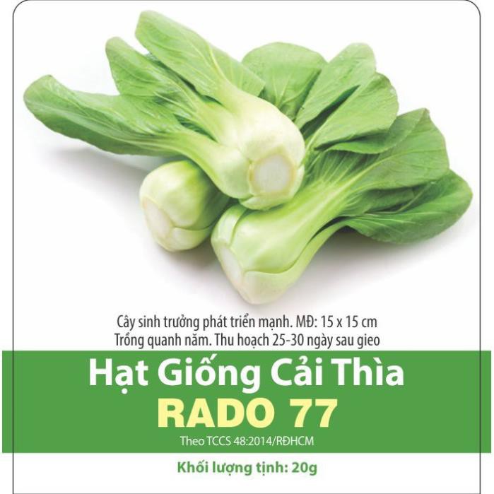 Hạt Giống Rau Cải Thìa Dễ Trồng, Năng Suất Cao 20gr