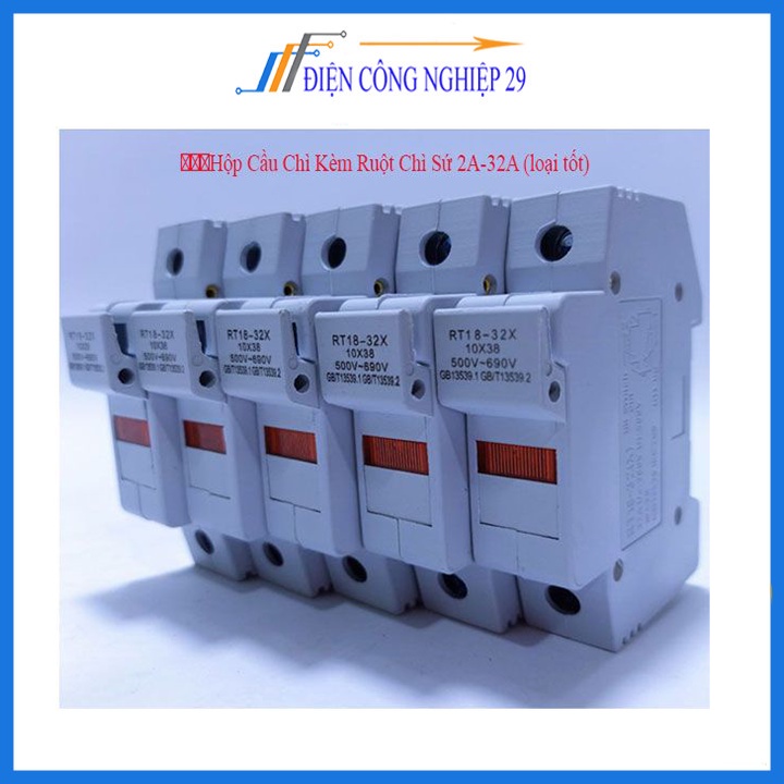 Hộp Cầu Chì Kèm Ruột Chì Sứ 2A-32A (loại tốt)