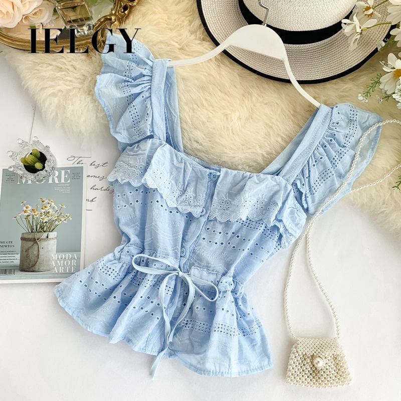 Ladies Fashion Hollow Ruffled Sleeveless Vest