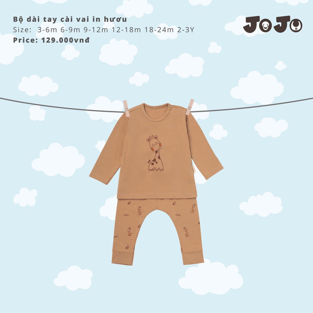 Bộ dài tay mỏng siêu mềm Cotton Petit cài vai bé trai bé gái