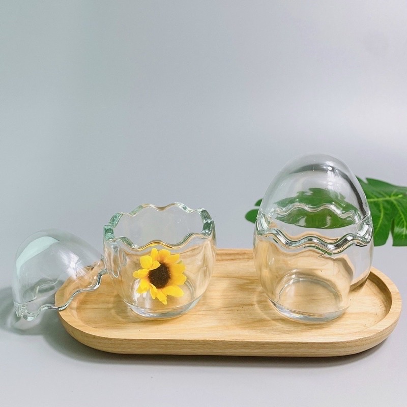 Hũ Thủy Tinh hình quả trứng làm bánh Flan cho bé ăn dặm, khuôn puddding, khuôn bánh