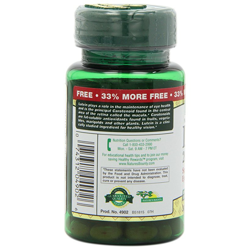 Viên uống Hỗ Trợ Tăng Cường Thị Lực Nature’s Bounty Lutein 20mg (30 Viên) | BigBuy360 - bigbuy360.vn