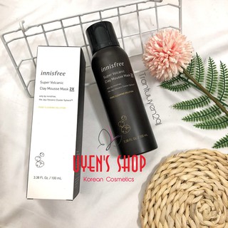 Mặt Nạ Đất Sét Dạng Xốp Innisfree Super Volcanic Pore Clay Mousse Mask 2X 100ml