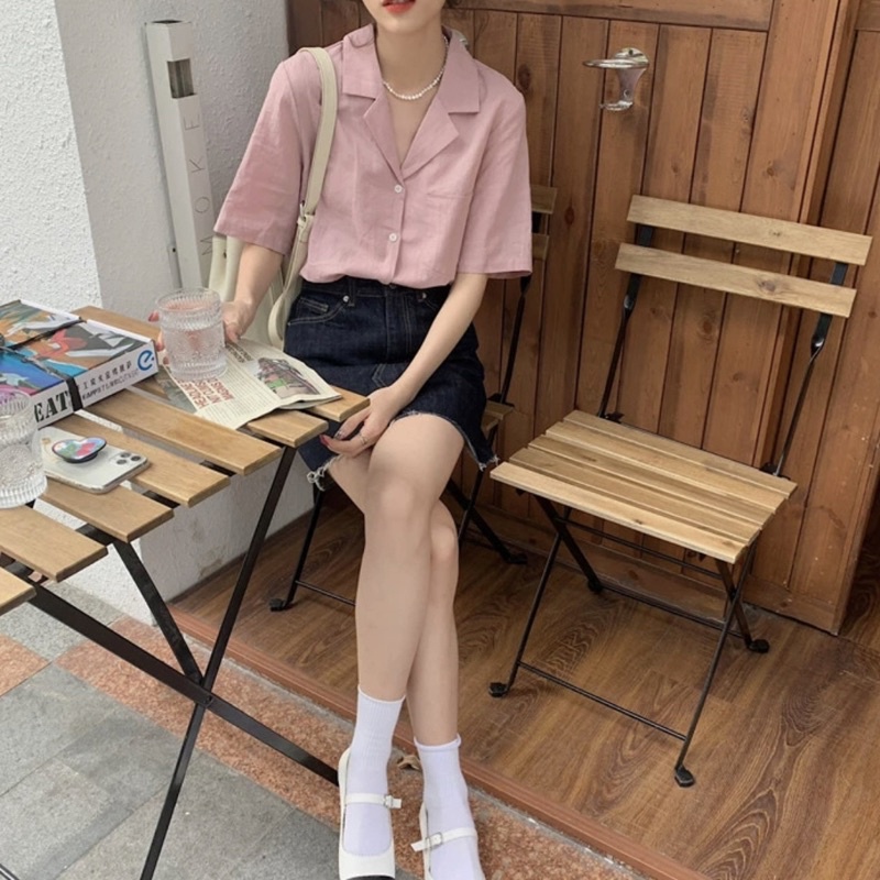 [ẢNH THẬT] Áo sơ mi đũi cổ vest Ulzzang