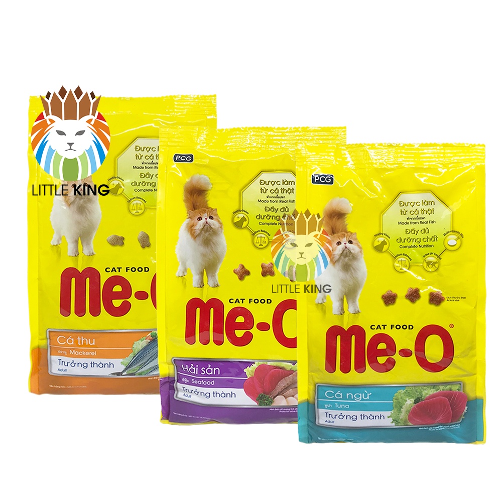 Combo 3 gói Thức ăn cho mèo lớn Me-o Adult gói 350gr, thức ăn hạt mèo giá rẻ Little King pet shop
