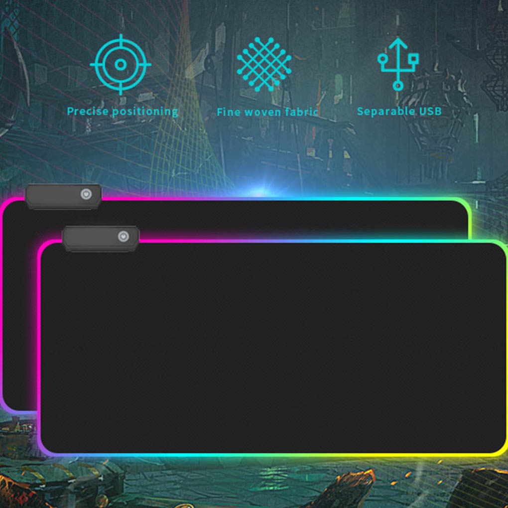 MC-Mouse Pad LED RGB Light 8 Lighting Modes Glowing Mat Non-slip Rubber Bottom Cloth Keyboard Pad