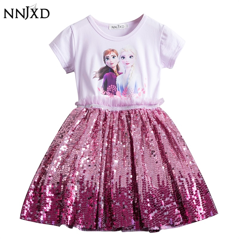  Đầm Công Chúa NNJXD Đính Kim Tuyến Lấp Lánh Cho Bé Gái