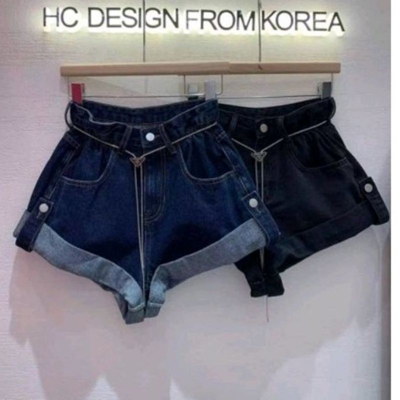 Quần sooc jean gập gấu kèm đai hàng QCL1