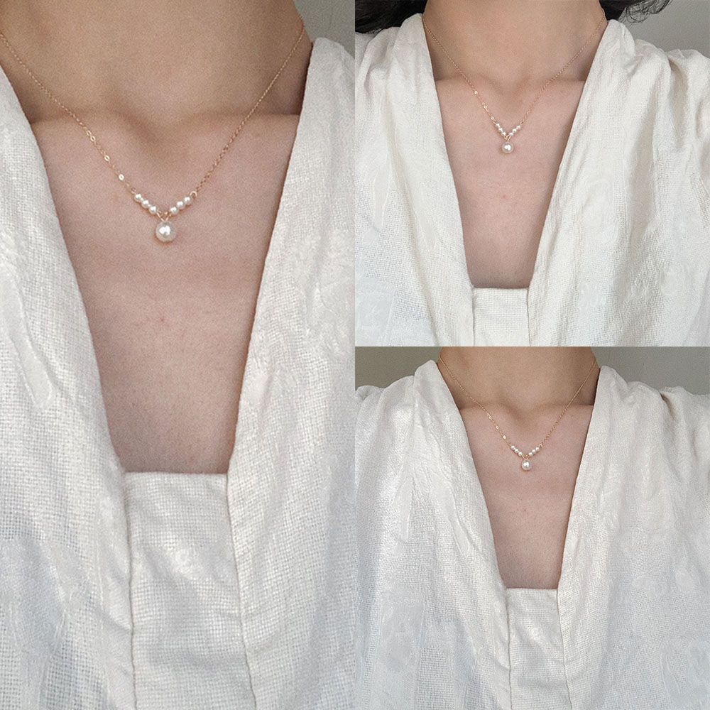 vòng cổ Hợp Kim Đính Ngọc Trai Giả Xinh Xắn Cho Nữ