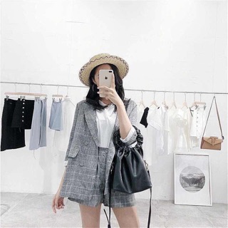 Sét vest caro quần đùi