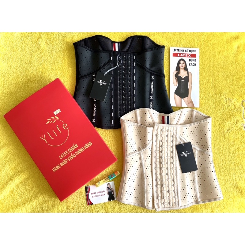 Đai nịt bụng Latex Corset VORONIN từ Italy + tặng lót liner + nối size nhập khẩu chính hãng