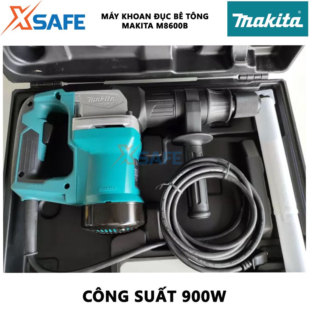 Máy khoan đục bê tông Makita M8600B Máy đục công suất 900W, tốc độ đập 2900l/p, lực đập 7.2J, dây dẫn dài 2.5m - [XSAFE]