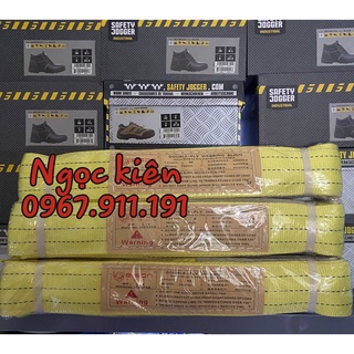 Dây cáp vải cẩu hàng 3 tấn dài 2 mét, bản dẹp, 2 đầu mắt hệ số an toàn 5:1, bản rộng 75mm