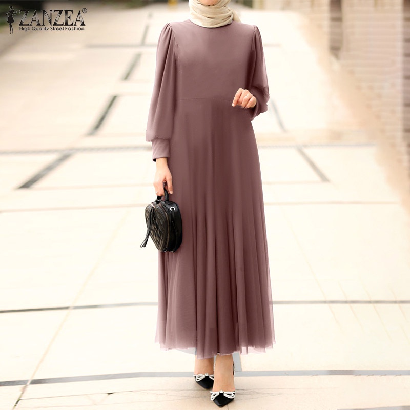 Zanzea Đầm Maxi Nữ Dài Tay Cổ Tròn Thời Trang Hàn