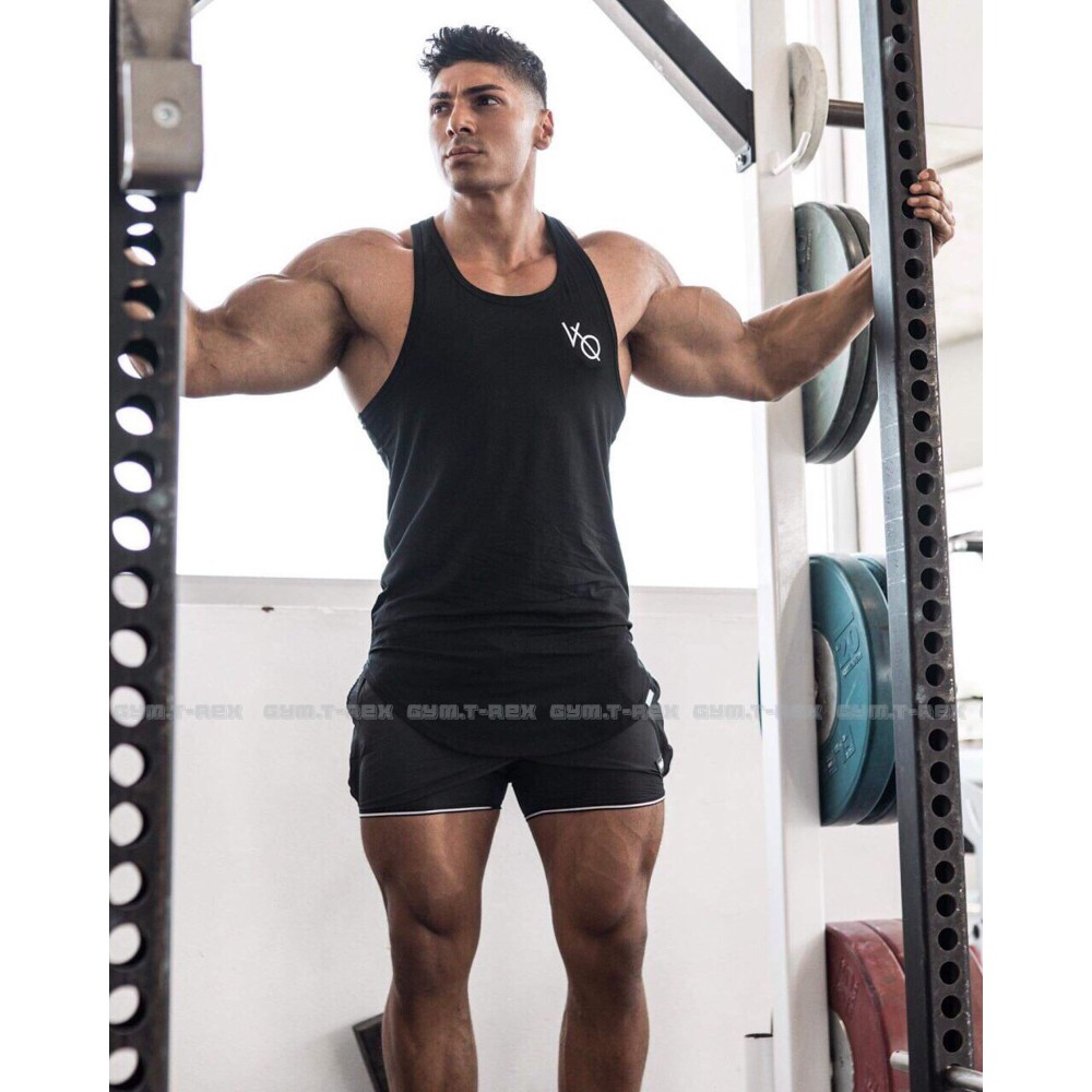 Áo tanktop tập gym stringer VQ SP170, Áo ba lỗ gym thun cotton siêu mát - Gym Trex