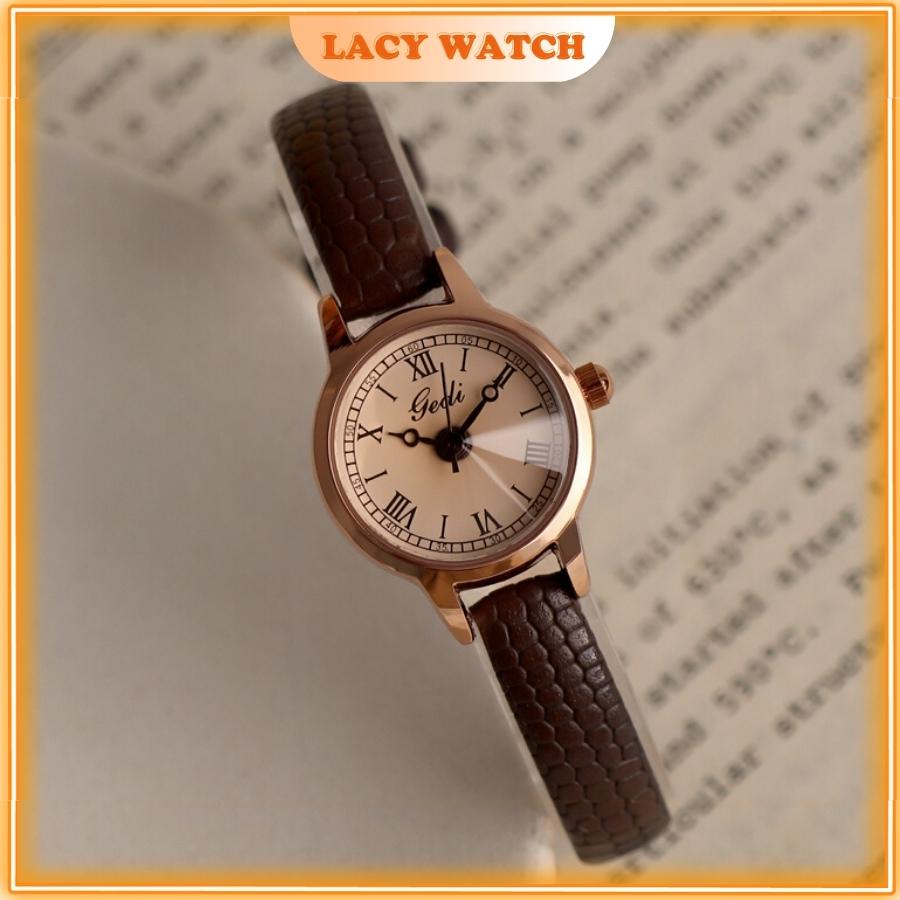 Đồng hồ nữ đeo tay chính hãng dây da đẹp chống nước mặt nhỏ LaCy Watch DHVGE0010