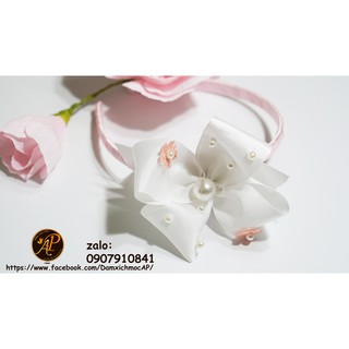Bờm nơ hoa ren handmade AP