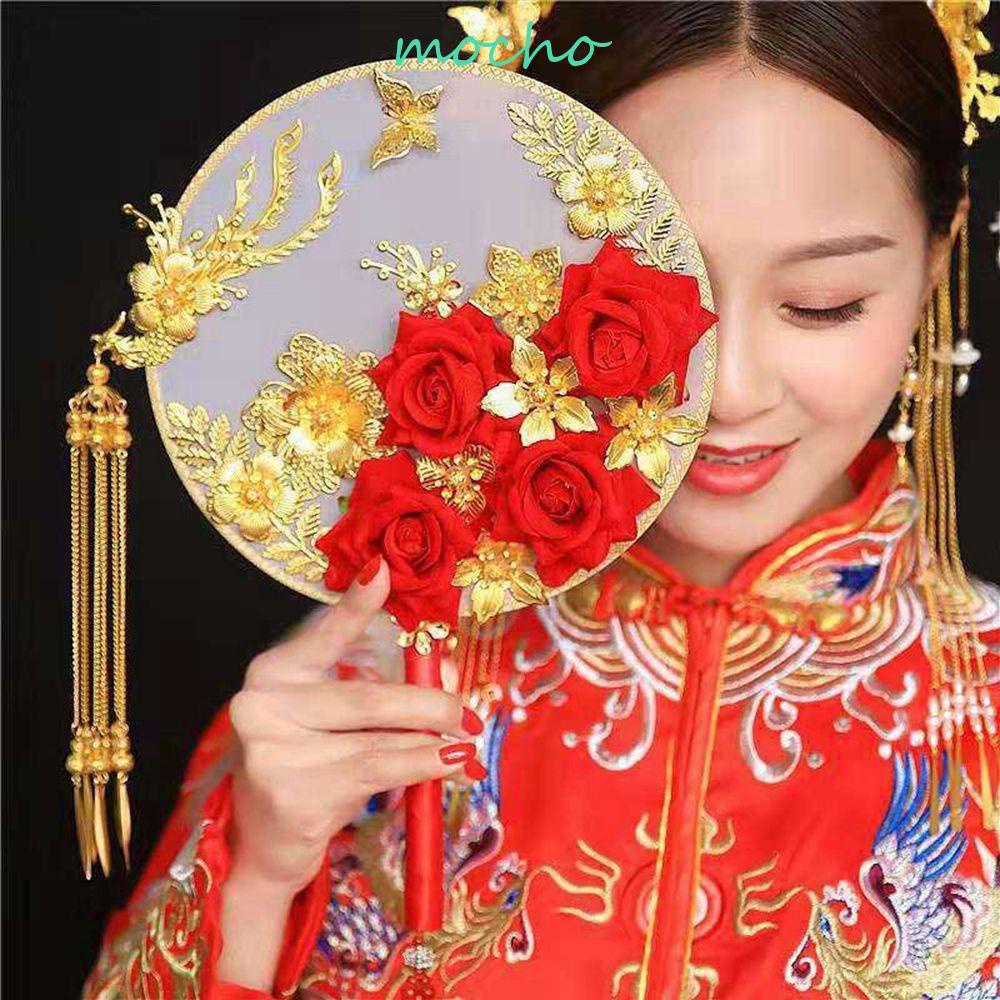 Quạt Tròn Cầm Tay Trang Trí Đám Cưới Cho Cô Dâu|Phụ Kiện Chụp Ảnh Cưới Phong Cách Trung Hoa Cổ Điển