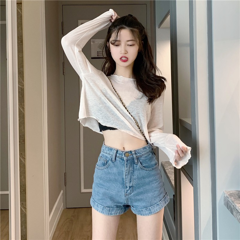 [CÓ SẴN FREESHIP ĐƠN 50K] Áo thun tay dài mỏng croptop mùa hè đi biển