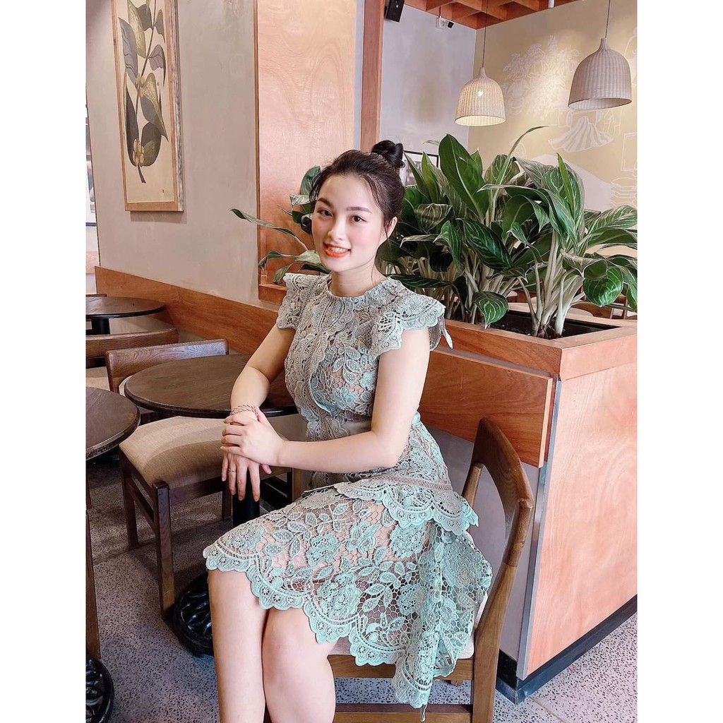 Đầm ren xanh QCCC, size S