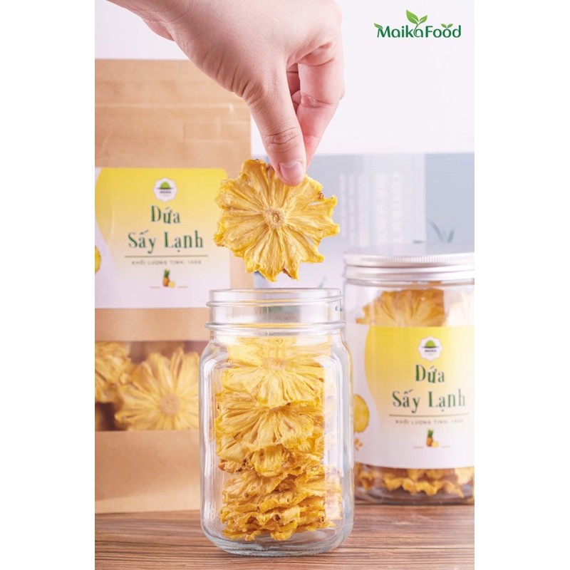 Dứa Sấy Lạnh Maika Food Không Đường - Giữ Nguyên Hương Vị Khoáng Chất Vitamin Như Dứa Tươi Hộp 100gr