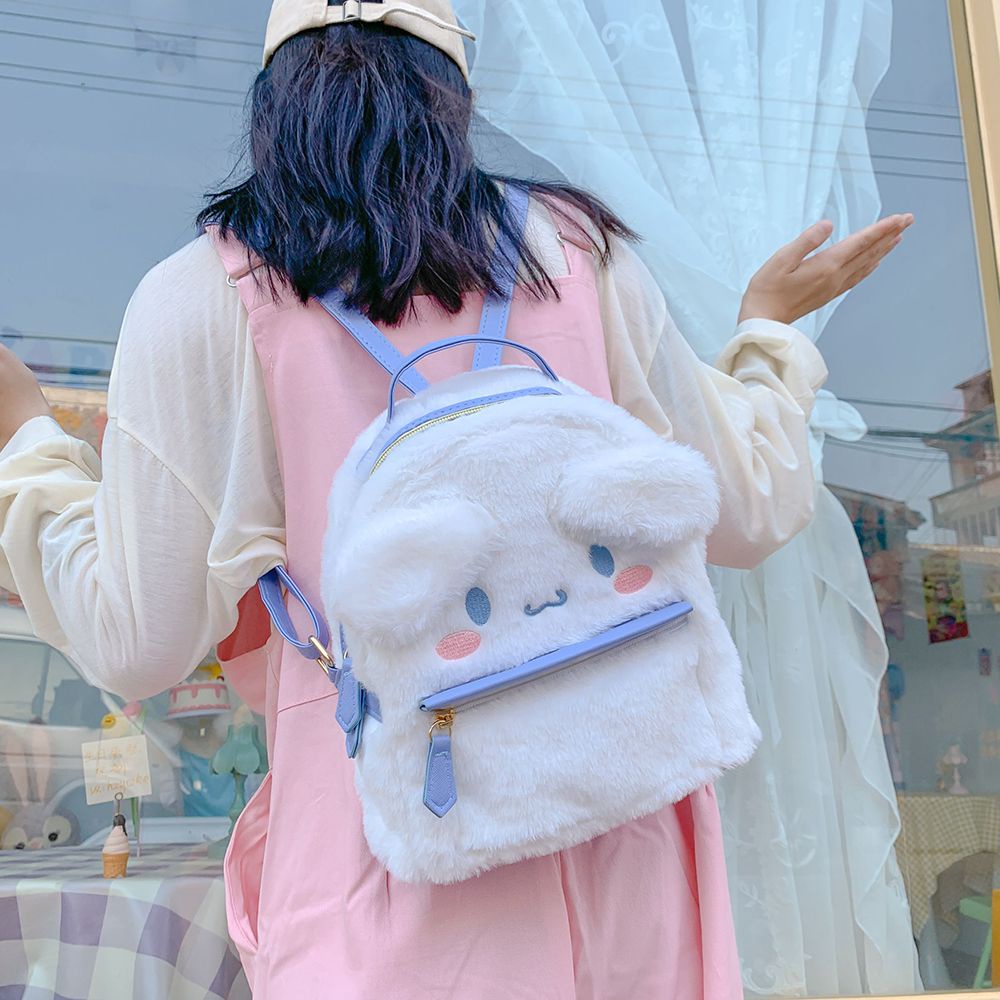Balo đi học lông nhung mềm mại họa tiết hoạt hình dễ thương tùy chọn màu sắc