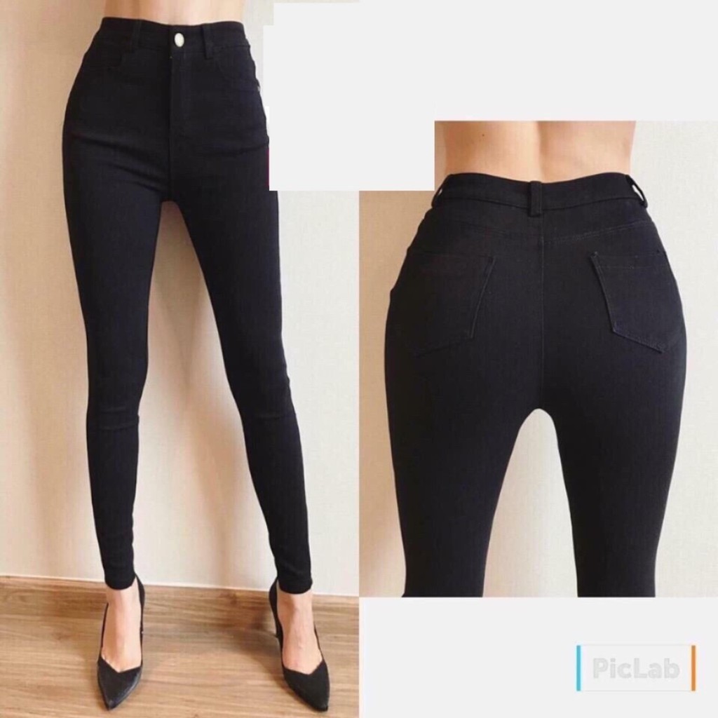 Quần Jean Nữ Chất Liệu Đẹp Co Giãn PP 01 ĐEN SIEU CHÂT - Có Size Đại