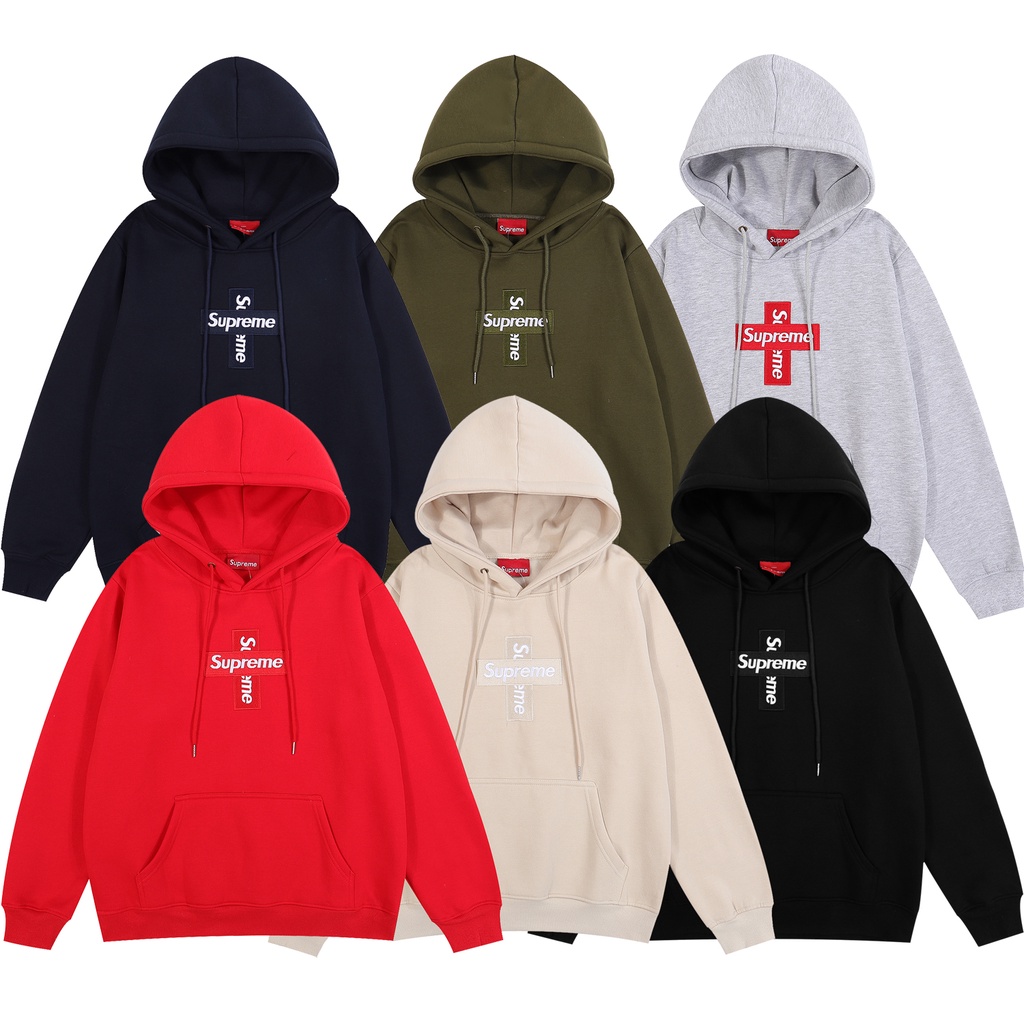Áo Hoodie Cotton Thêu Chữ supreme Thời Trang Cho Nam Nữ