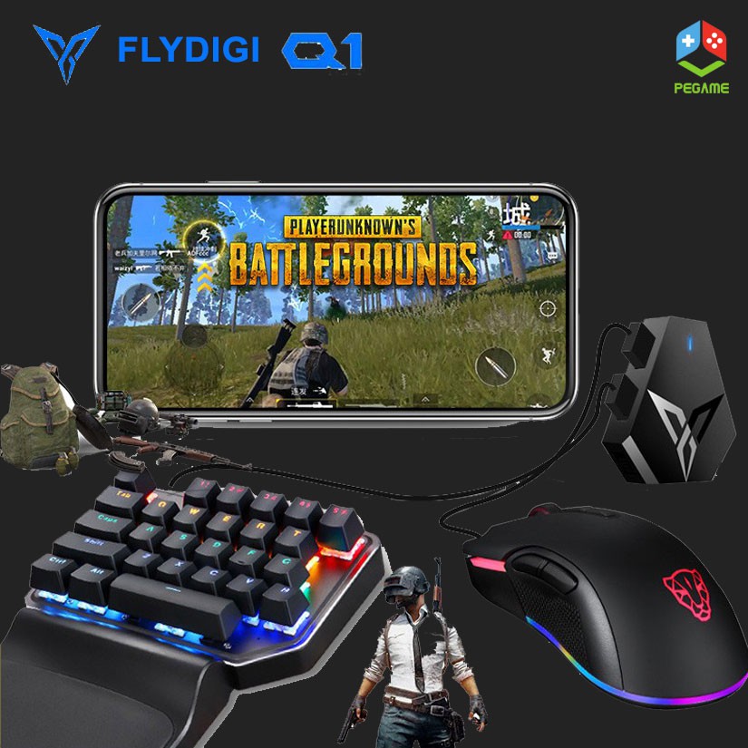 Bộ kết nối chuột và bàn phím chơi PUBG Mobile,  ROS, Free Fire và các game FPS khác, không sợ khoá nick | Flydigi Q1
