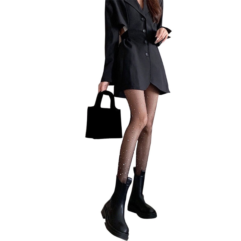 Quần tất lưới lưng cao co giãn in họa tiết da báo đính đá lấp lánh dùng để hóa trang cho nữ