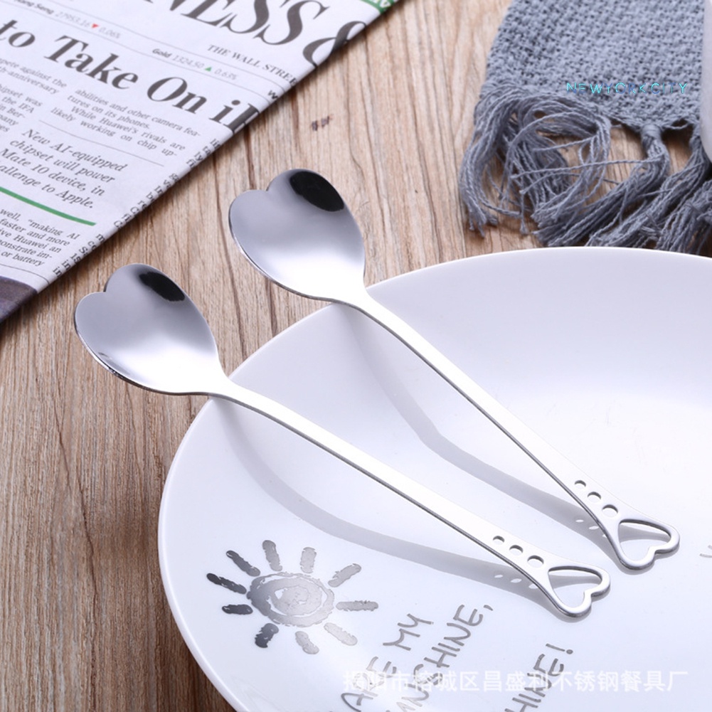 Muỗng Uống Trà/Cà Phê Bằng Thép Không Gỉ Hình Trái Tim Rỗng