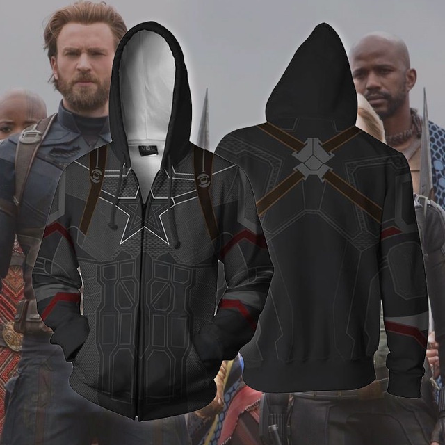 Áo Khoác Hoodie Khóa Kéo In Hình Captain America 3D Hóa Trang Cho Nam