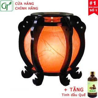 Đèn Xông Tinh Dầu Gỗ Tròn + Tặng TD Quế Cao Cấp 10ml + Tặng Bóng Dự Phòng