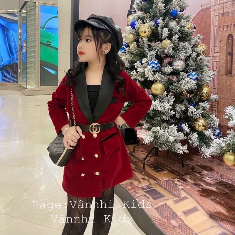 Vest nhung kèm đai cho bé gái