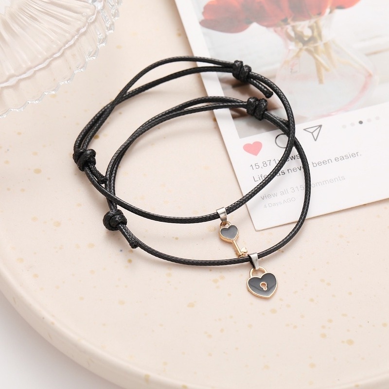 Creative Small Key Love Couple Simple Korean Bracelet Black Bracelet Retro Gift Girlfriend Bracelet