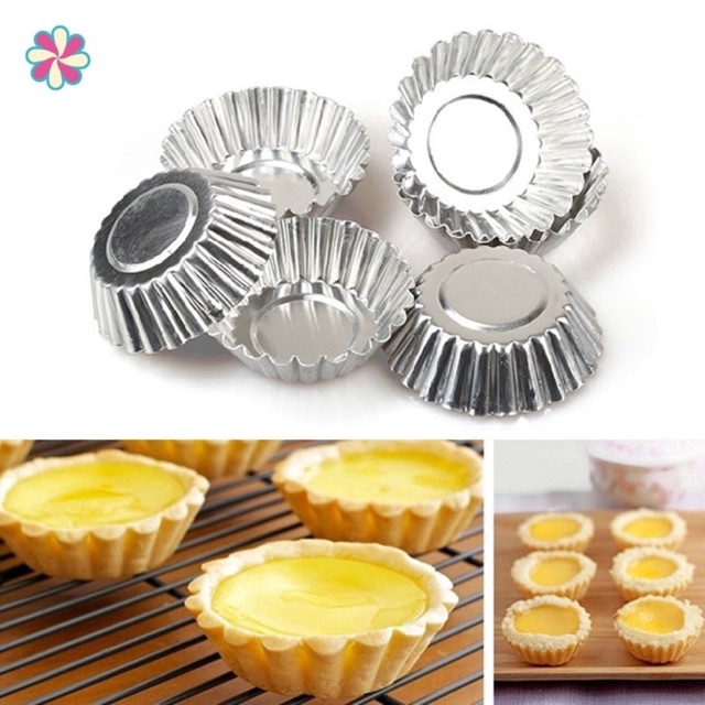 Khuôn Tart nhôm vân miệng 7cm và 9,5cm dùng làm bánh tart trứng, phô mai, trái cây