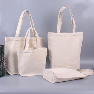 Túi tote vải cotton màu trắng kem đơn giản dùng khi đi mua sắm